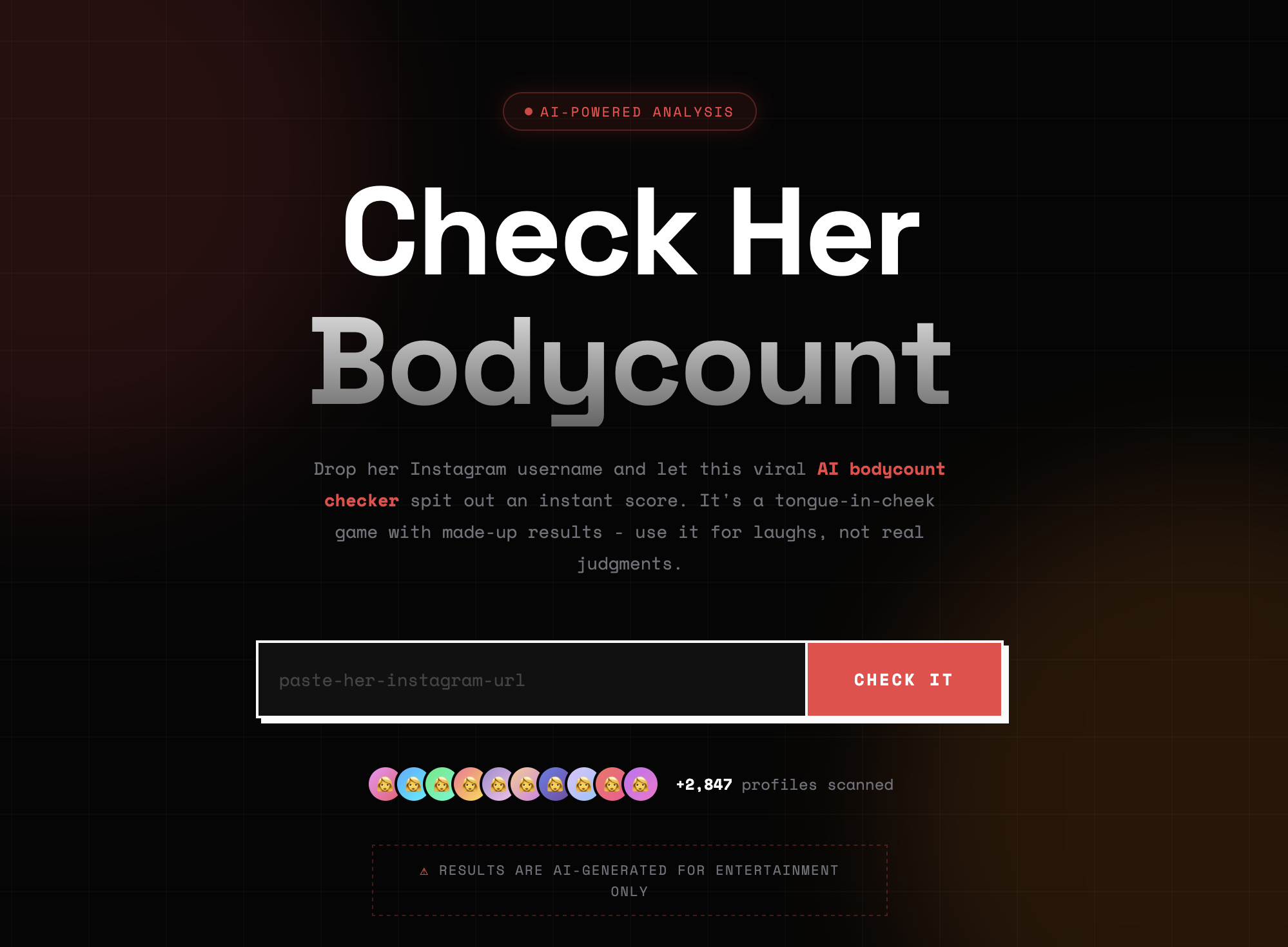 Screenshot of website